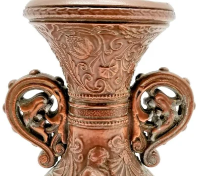 Antique Art Nouveau Copper Clad Stoneware Vase c. 1910 - Image 7