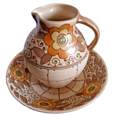 Charlotte Rhead Bursley Ware Art Deco Jug and Bowl - Image 9
