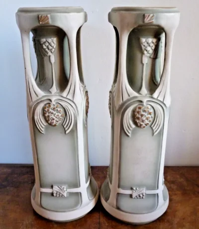 Pair of Antique Austrian Secessionist Vases - Robert Hanke Royal Wettina No 738 - Image 10