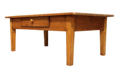 Antique French Farmhouse Cherrywood Coffee Table with Drawer, Circa 1900 - Image 4