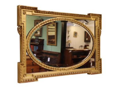 Antique Giltwood & Gesso Hepplewhite Style Overmantel Mirror, c.1900 - Image 3