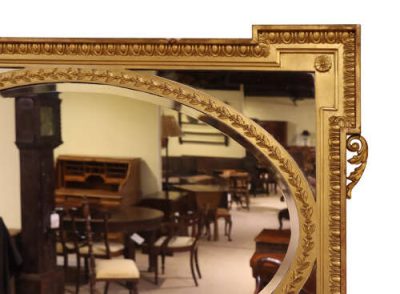 Antique Giltwood & Gesso Hepplewhite Style Overmantel Mirror, c.1900 - Image 4