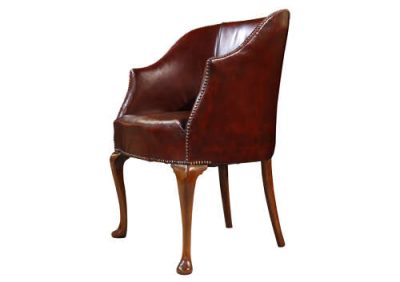 Antique Mahogany Library Chair in Burgundy Leather c.1900 - Image 2