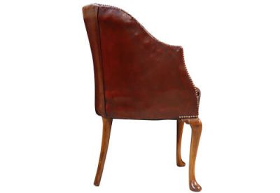 Antique Mahogany Library Chair in Burgundy Leather c.1900 - Image 3