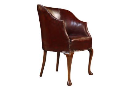 Antique Mahogany Library Chair in Burgundy Leather c.1900 - Image 4