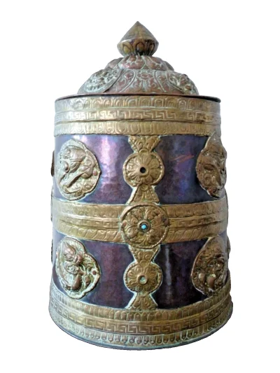 Rare Large 18th/19th Century Copper and Brass Tibetan Chang Flask - Image 3