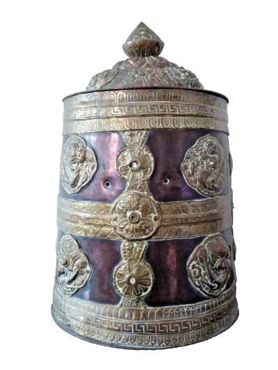 Rare Large 18th/19th Century Copper and Brass Tibetan Chang Flask - Image 4