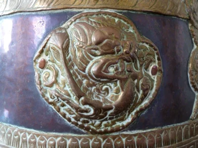 Rare Large 18th/19th Century Copper and Brass Tibetan Chang Flask - Image 5