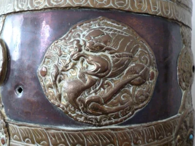 Rare Large 18th/19th Century Copper and Brass Tibetan Chang Flask - Image 6