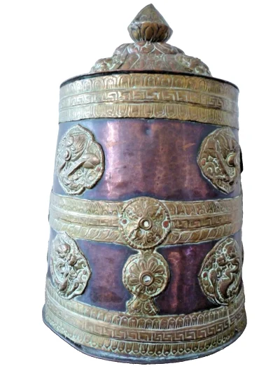 Rare Large 18th/19th Century Copper and Brass Tibetan Chang Flask - Image 7