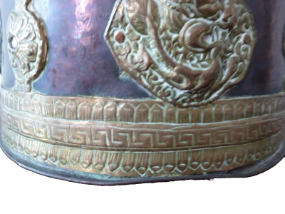 Rare Large 18th/19th Century Copper and Brass Tibetan Chang Flask - Image 9