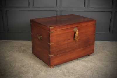 Large Military Campaign Style Mahogany Trunk - Image 2