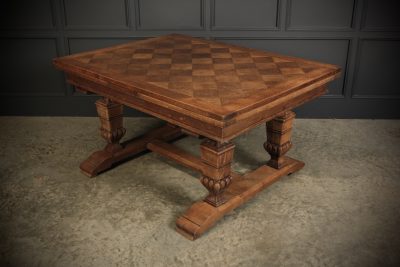 Solid Oak Parquetry Top Extending Dining Table - Image 8