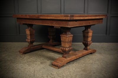 Solid Oak Parquetry Top Extending Dining Table - Image 9