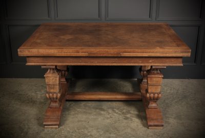 Solid Oak Parquetry Top Extending Dining Table - Image 11