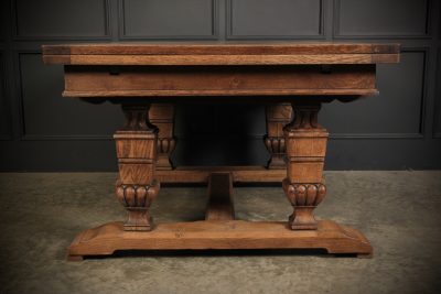 Solid Oak Parquetry Top Extending Dining Table - Image 12
