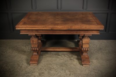 Solid Oak Parquetry Top Extending Dining Table - Image 13