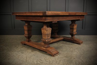 Solid Oak Parquetry Top Extending Dining Table - Image 3