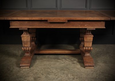 Solid Oak Parquetry Top Extending Dining Table - Image 6