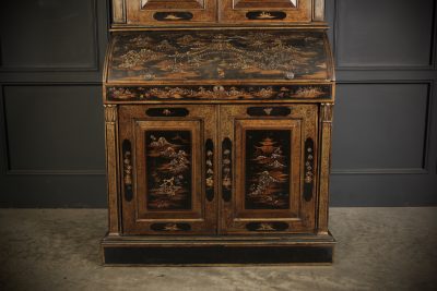 Early 19th Century Black Lacquered Chinoiserie Bureau Bookcase - Image 3