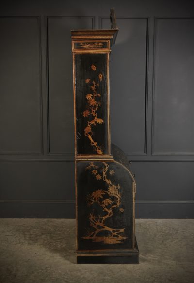 Early 19th Century Black Lacquered Chinoiserie Bureau Bookcase - Image 12