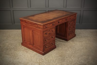 Victorian Mahogany & Leather Desk - Image 2