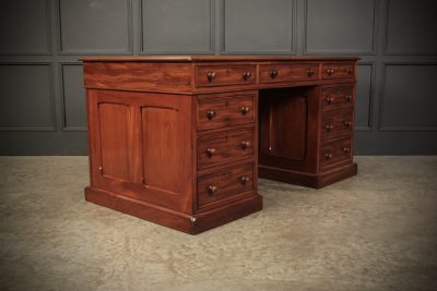 Victorian Mahogany & Leather Desk - Image 3