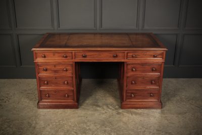 Victorian Mahogany & Leather Desk - Image 4