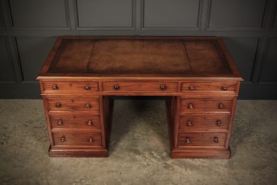 Victorian Mahogany & Leather Desk - Image 5