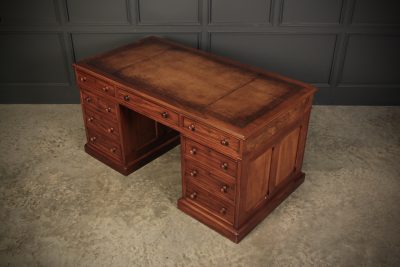 Victorian Mahogany & Leather Desk - Image 6