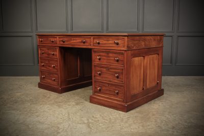 Victorian Mahogany & Leather Desk - Image 8
