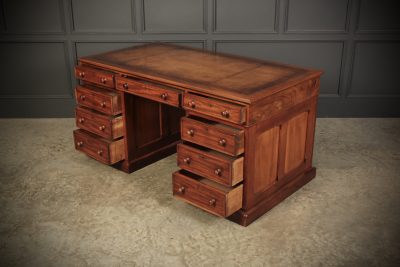 Victorian Mahogany & Leather Desk - Image 9