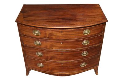 George III Mahogany Bow Fronted Chest with Fitted Writing Drawer, circa 1800 - Image 2