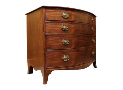 George III Mahogany Bow Fronted Chest with Fitted Writing Drawer, circa 1800 - Image 4