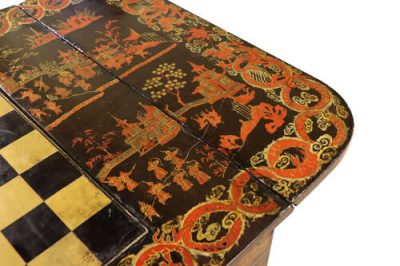 Highly Decorative 19th Century Lacquered Drop-Leaf Games Table with Chess & Backgammon - Image 5
