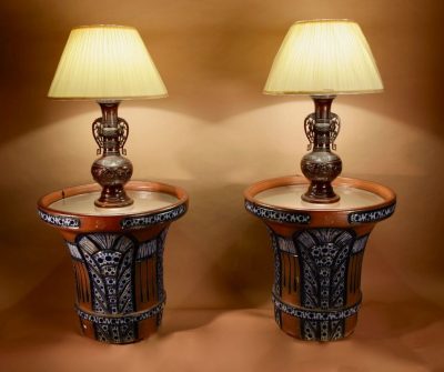 A Pair Of Very Rare And Impressive Decorative Art Deco Large Pottery “gres” Jardinières, Eliminated Side Tables - Image 5
