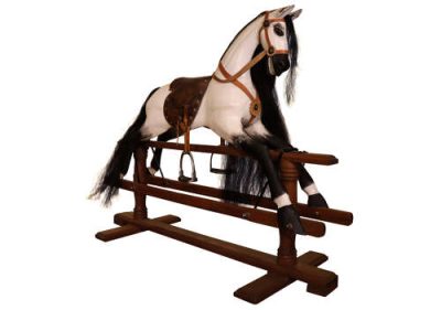 Large Mid-20th Century Dapple Grey Rocking Horse on Safety Stand - Image 2