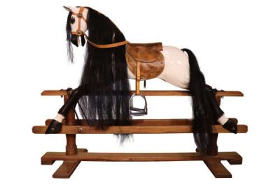 Large Mid-20th Century Dapple Grey Rocking Horse on Safety Stand - Image 5