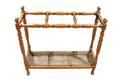 Late 19th Century Oak Umbrella and Stick Stand with Drip Tray – c.1880 - Image 2