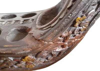 Large Antique South Asian Mancala Game Board - Swan with Polychrome Decoration - Image 12