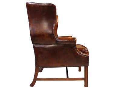 Mahogany Leather Wing Chair - Image 3