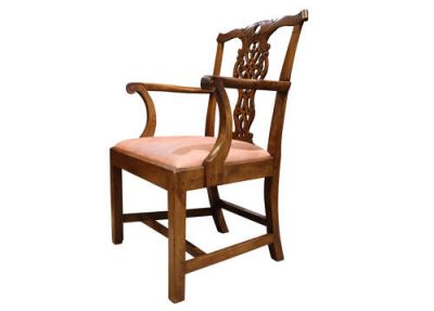 Mid-18th Century Walnut Armchair – Pierced Interlaced Splat, Scrolled Arms – c.1760 - Image 2