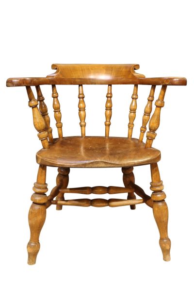 Mid 19th Century Smokers Bow / Captains Chair in Beech & Elm – c.1850 - Image 2
