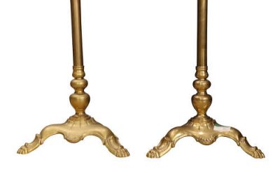 Pair of Early 20th Century Brass Standard Lamps with Claw Feet - Image 2