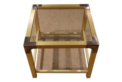 Pair of Mid-20th Century Brass and Glass Two-Tier Tables - Image 3