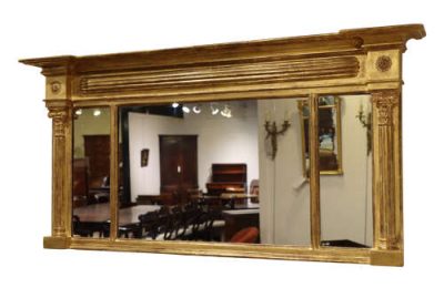 Regency Giltwood Overmantel Mirror – Triple Plate with Reeded Columns - Image 3