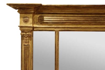 Regency Giltwood Overmantel Mirror – Triple Plate with Reeded Columns - Image 4