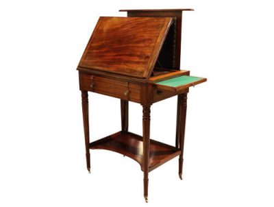 Regency Mahogany & Ebony Inlaid Ladies Writing Table - Image 7