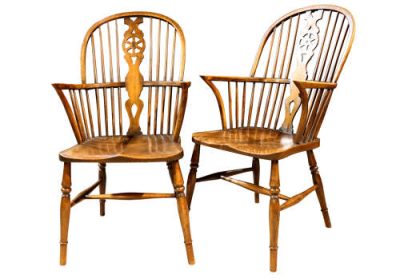 Set of 6 Elm & Beech Wheelback Chairs - Image 4