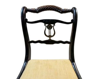 Set of 6 Regency Rope-back Ebonised Dining Chairs circa 1820 - Image 5